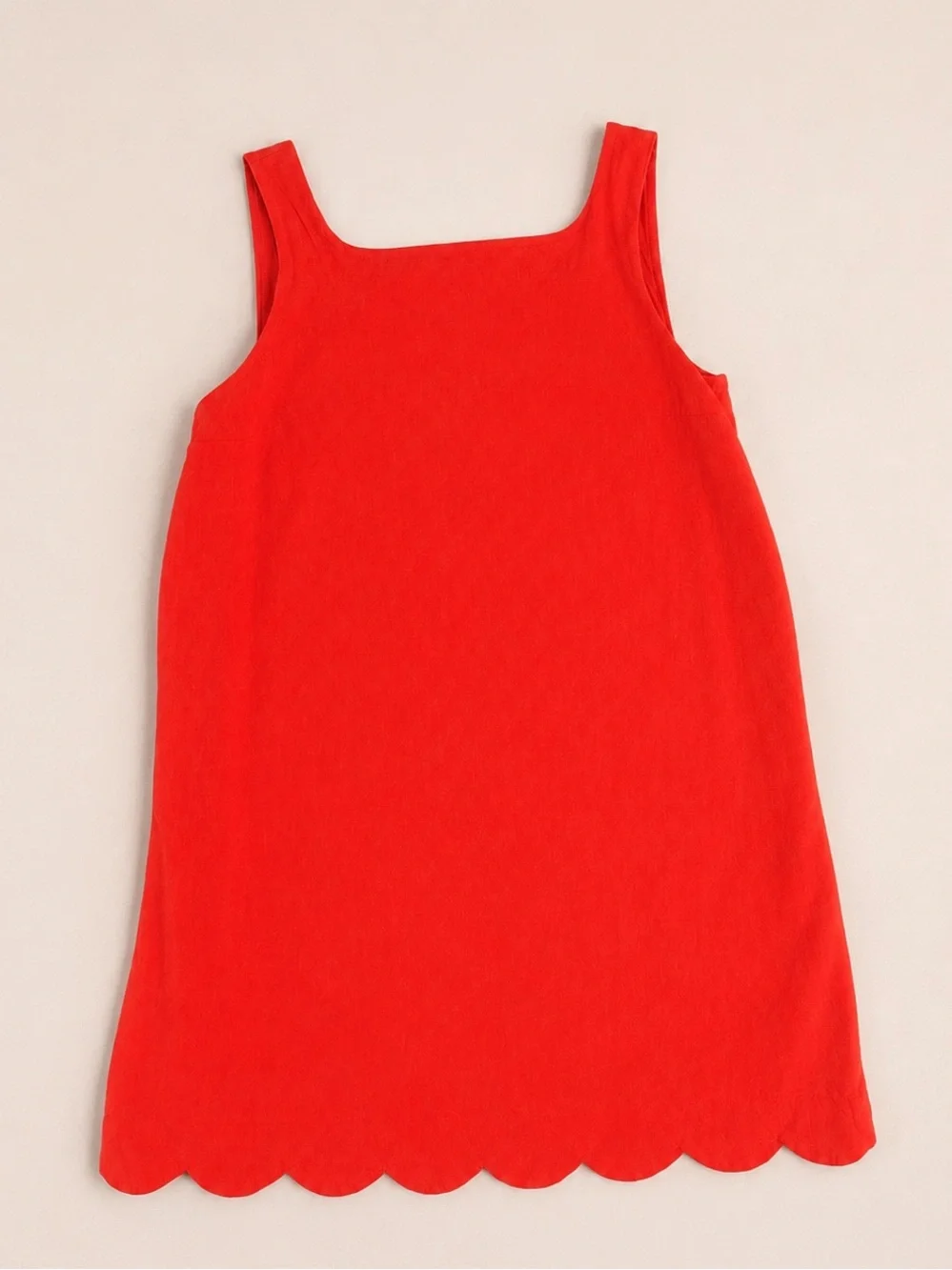 Kate Spade Red-Orange Scalloped Hem Shift Dress – Size Small